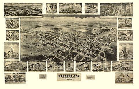 Berlin Pennsylvania - Fowler 1905 Black Ornate Wood Framed Art Print with Double Matting by Fowler