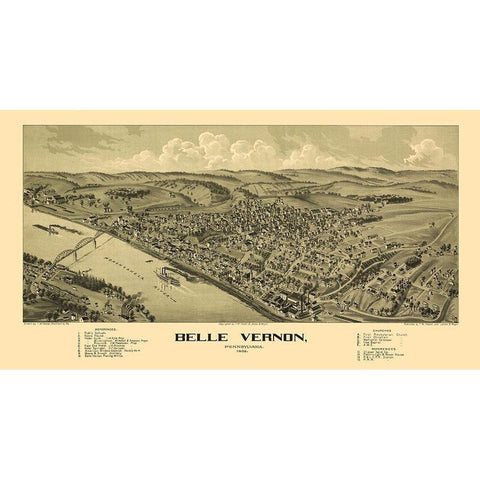 Belle Vernon Pennsylvania - Moyer 1902 White Modern Wood Framed Art Print by Moyer