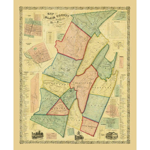 Blair County Pennsylvania - Chestnut 1859 Black Modern Wood Framed Art Print by Chestnut