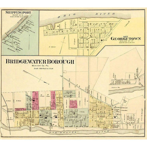 Bridgewater, Georgetown Pennsylvania Landowner Gold Ornate Wood Framed Art Print with Double Matting by Hayes