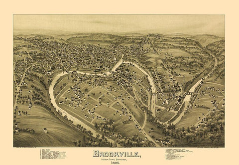 Brookville Pennsylvania - Moyer 1895 Black Ornate Wood Framed Art Print with Double Matting by Moyer