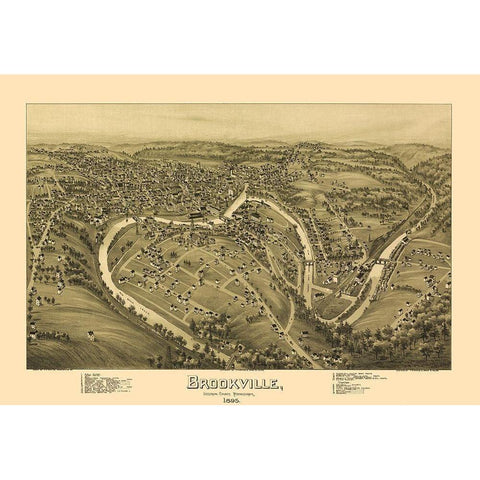 Brookville Pennsylvania - Moyer 1895 Gold Ornate Wood Framed Art Print with Double Matting by Moyer