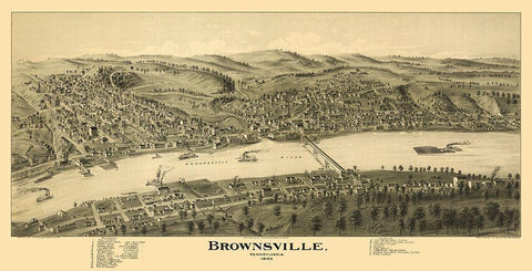 Brownsville Pennsylvania - Moyer 1902 Black Ornate Wood Framed Art Print with Double Matting by Moyer