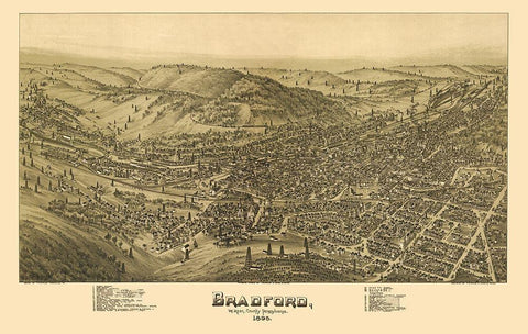 Bradford Pennsylvania - Moyer 1895 White Modern Wood Framed Art Print with Double Matting by Moyer