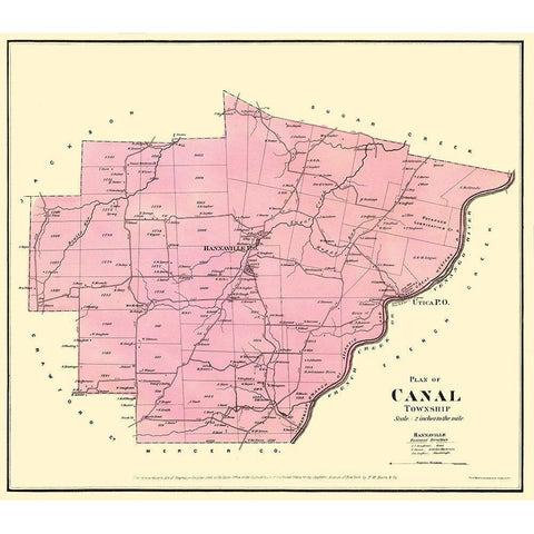 Canal Pennsylvania Landowner - Mayer 1865 Gold Ornate Wood Framed Art Print with Double Matting by Mayer