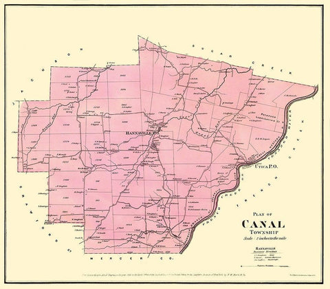 Canal Pennsylvania Landowner - Mayer 1865 Black Ornate Wood Framed Art Print with Double Matting by Mayer
