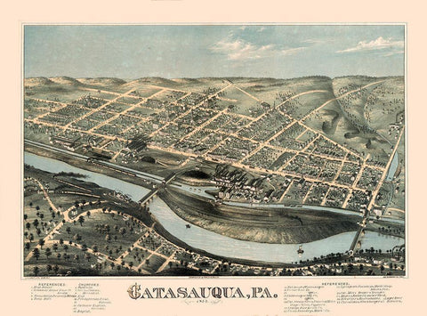 Catasauqua Pennsylvania - Bailey 1873 Black Ornate Wood Framed Art Print with Double Matting by Bailey