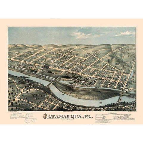 Catasauqua Pennsylvania - Bailey 1873 Gold Ornate Wood Framed Art Print with Double Matting by Bailey