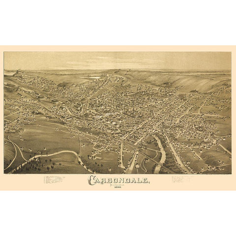 Carbondale Pennsylvania - Fowler 1890 Black Modern Wood Framed Art Print with Double Matting by Fowler