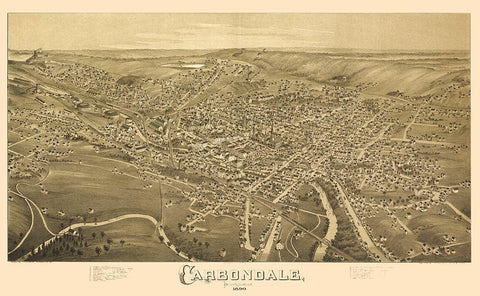 Carbondale Pennsylvania - Fowler 1890 Black Ornate Wood Framed Art Print with Double Matting by Fowler