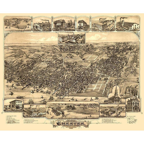 Chester Pennsylvania - Bailey 1885 Black Modern Wood Framed Art Print with Double Matting by Bailey