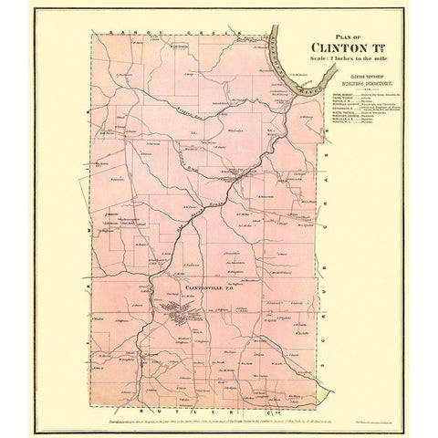 Clinton Pennsylvania Landowner - Mayer 1865 Gold Ornate Wood Framed Art Print with Double Matting by Mayer