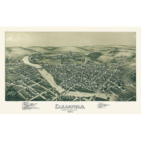 Clearfield Pennsylvania - Moyer 1895 Black Modern Wood Framed Art Print with Double Matting by Moyer