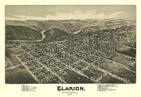 Clarion Pennsylvania - Moyer 1896 White Modern Wood Framed Art Print with Double Matting by Moyer
