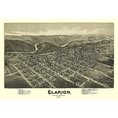 Clarion Pennsylvania - Moyer 1896 Black Modern Wood Framed Art Print by Moyer