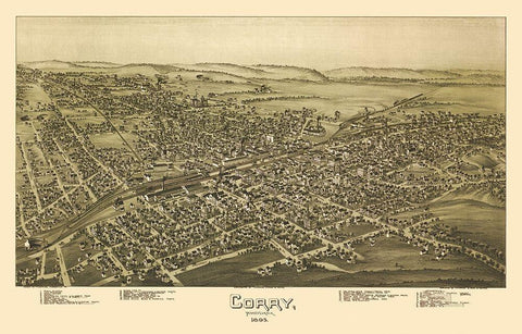 Corry Pennsylvania - Moyer 1895 White Modern Wood Framed Art Print with Double Matting by Moyer