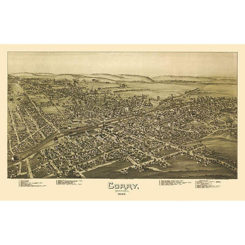 Corry Pennsylvania - Moyer 1895 Black Modern Wood Framed Art Print by Moyer