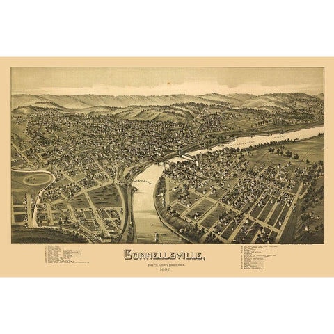 Connellsville Pennsylvania - Moyer 1897 Black Modern Wood Framed Art Print with Double Matting by Moyer