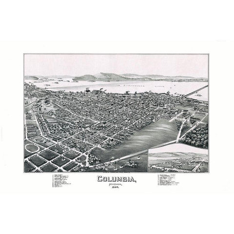 Columbia Pennsylvania - Moyer 1894 White Modern Wood Framed Art Print by Moyer