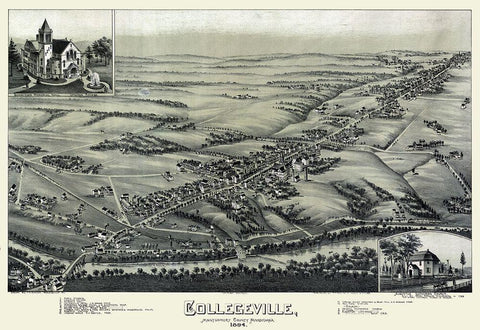 Collegeville Pennsylvania - Moyer 1894 White Modern Wood Framed Art Print with Double Matting by Moyer
