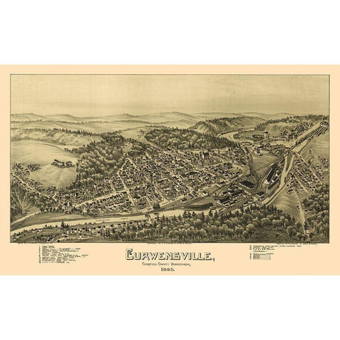 Curwensville Pennsylvania - Moyer 1895 Black Modern Wood Framed Art Print with Double Matting by Moyer