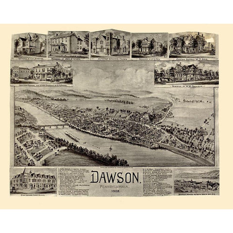 Dawson Pennsylvania - Fowler 1902 Black Modern Wood Framed Art Print by Fowler