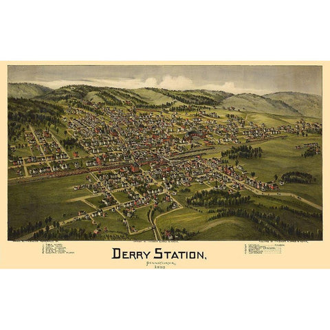 Derry Pennsylvania - Moyer 1900 White Modern Wood Framed Art Print by Moyer