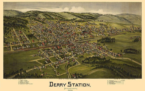 Derry Pennsylvania - Moyer 1900 White Modern Wood Framed Art Print with Double Matting by Moyer