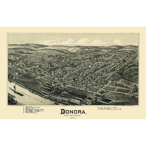 Donora Pennsylvania - Moyer 1901 White Modern Wood Framed Art Print by Moyer