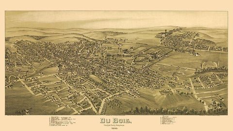 Dubios Pennsylvania - Moyer 1895 Black Ornate Wood Framed Art Print with Double Matting by Moyer