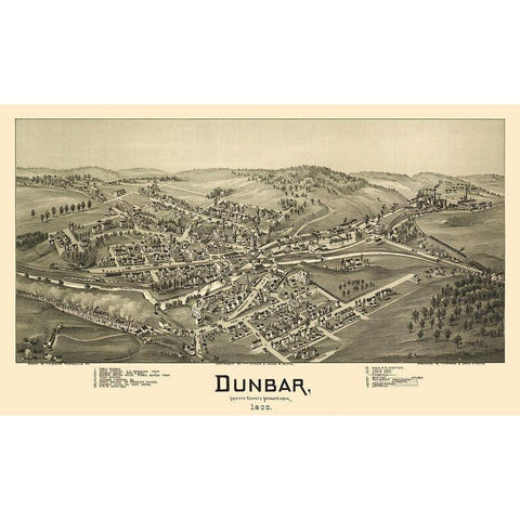 Dunbar Pennsylvania - Moyer 1900 White Modern Wood Framed Art Print by Moyer
