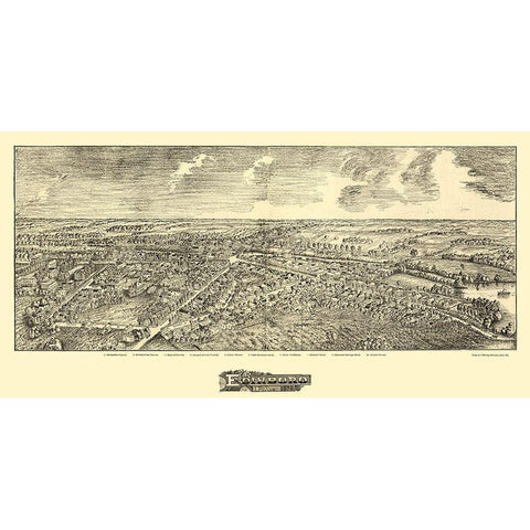 Edinboro Pennsylvania - Fowler 1898 Black Modern Wood Framed Art Print with Double Matting by O''Brien