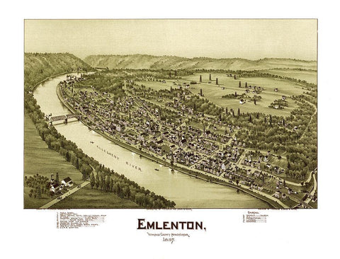 Emlenton Pennsylvania - Fowler 1897 Black Ornate Wood Framed Art Print with Double Matting by Fowler