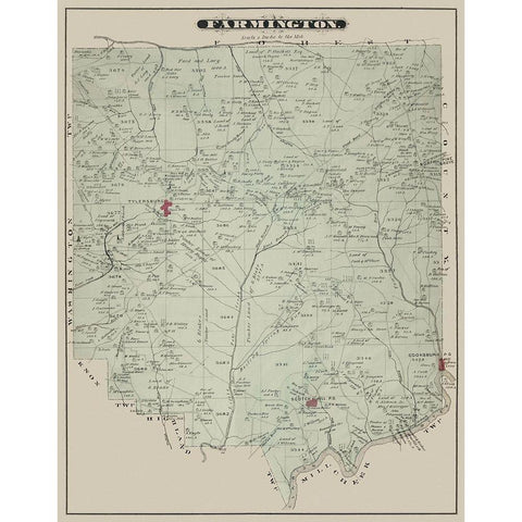 Farmington Pennsylvania Landowner - Caldwell 1877 Black Modern Wood Framed Art Print by Caldwell