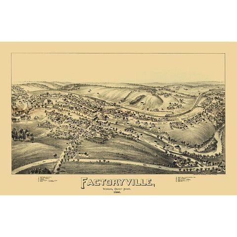 Factoryville Pennsylvania - Fowler 1891 Black Modern Wood Framed Art Print by Fowler