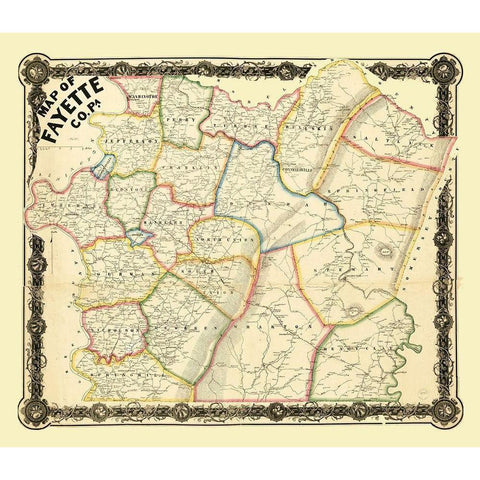 Fayette County Pennsylvania - 1858 Black Modern Wood Framed Art Print by Unknown