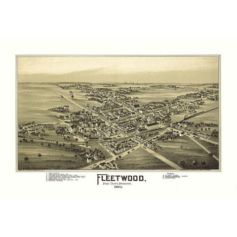 Fleetwood Pennsylvania - Fowler 1893 Black Modern Wood Framed Art Print by Fowler