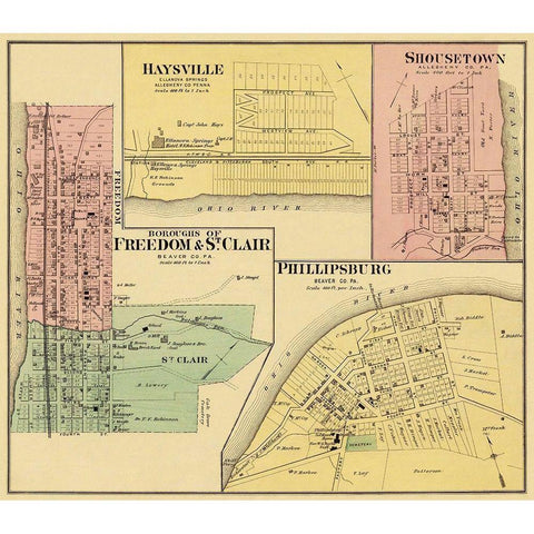 Freedom, Saint Clair Pennsylvania Landowner Black Modern Wood Framed Art Print with Double Matting by Hayes