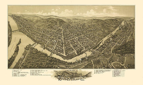 Franklin Pennsylvania - Fowler 1901 White Modern Wood Framed Art Print with Double Matting by Fowler