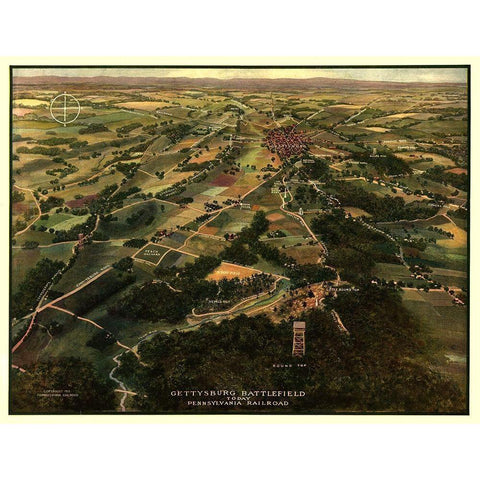Gettysburg Region Pennsylvania -1913 Gold Ornate Wood Framed Art Print with Double Matting by Unknown
