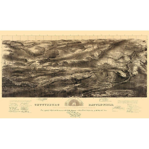 Gettysburg Pennsylvania - Badulder 1863 Gold Ornate Wood Framed Art Print with Double Matting by Badulder