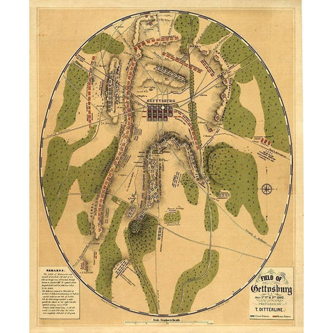 Gettysburg Pennsylvania - Ditterline 1863 Black Modern Wood Framed Art Print with Double Matting by Ditterline