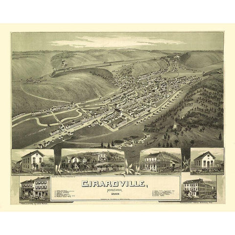 Girardville Pennsylvania - Fowler 1889 White Modern Wood Framed Art Print by Fowler
