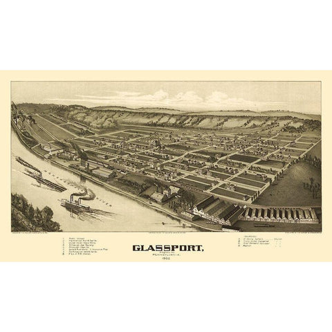 Glassport Pennsylvania - Fowler 1902 White Modern Wood Framed Art Print by Fowler