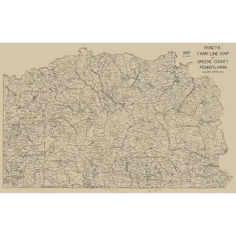 Greene County Pennsylvania - Rainey 1897 Black Modern Wood Framed Art Print with Double Matting by Rainey