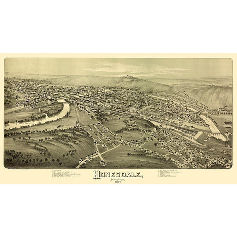 Honesdale Pennsylvania - Fowler 1890 White Modern Wood Framed Art Print by Fowler