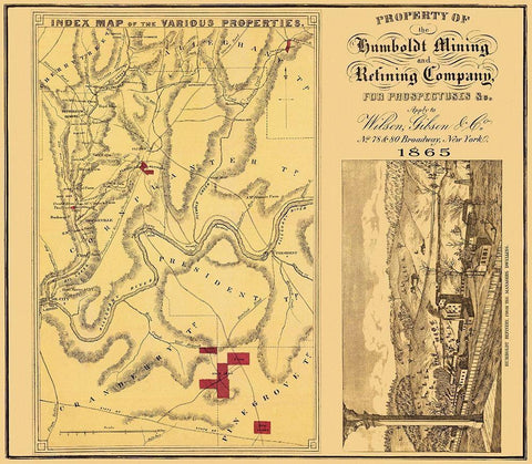 Humboldt Mining Refining Company PA - Gibson 1865 White Modern Wood Framed Art Print with Double Matting by Gibson