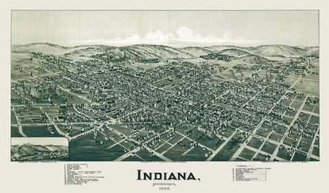 Indiana Pennsylvania - Fowler 1900 Black Ornate Wood Framed Art Print with Double Matting by Fowler