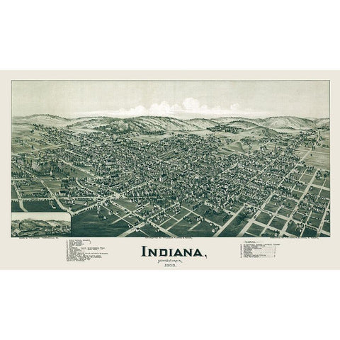 Indiana Pennsylvania - Fowler 1900 Gold Ornate Wood Framed Art Print with Double Matting by Fowler