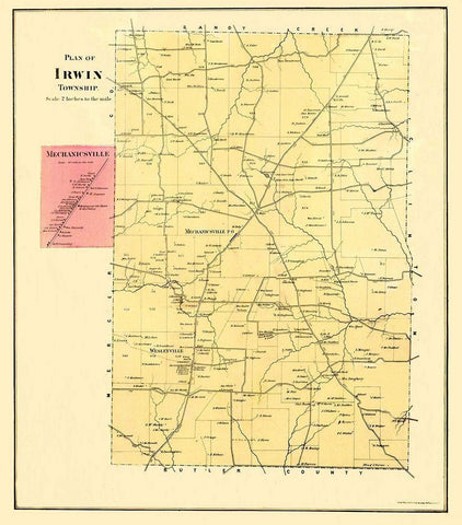 Irwin Pennsylvania Landowner - Mayer 1865 Black Ornate Wood Framed Art Print with Double Matting by Mayer